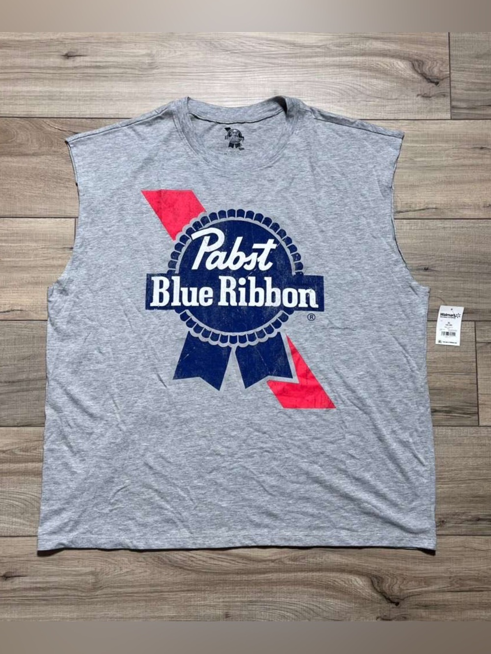 Pabst Blue Ribbon Mens Sleeveless Muscle Tank Top Graphic Print Size XL Gray